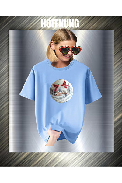 HOFFNUNG Unisex Short Sleeve Round Neck 2Red Birds Printed Solid Color Tshirt