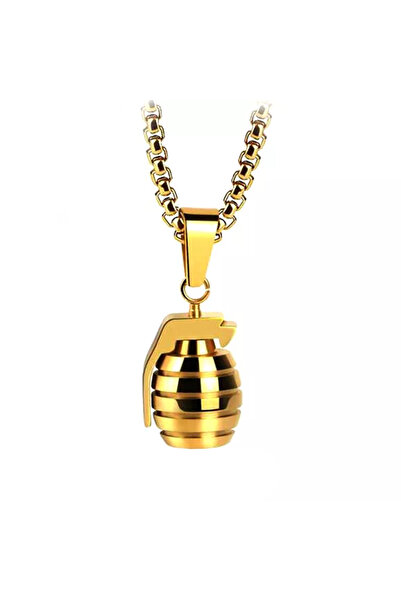 EFAYN.RO Lant barbati, model gamer, pandantiv grenada, auriu, EFAYN