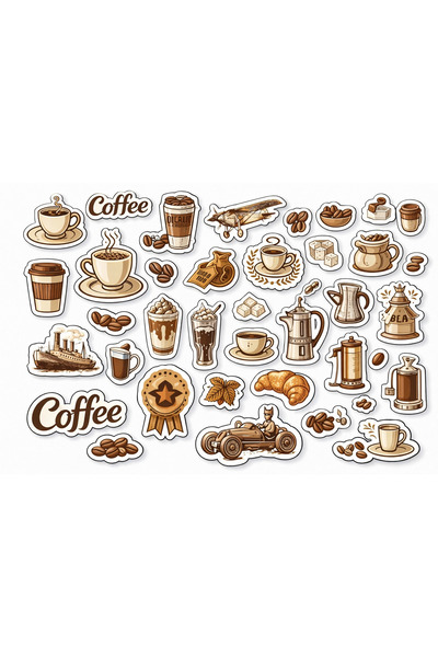 PRİME Concept 35 Parça Kahve Konsept Duvar Sticker Seti 10 cm Büyük Boy Cafe ...
