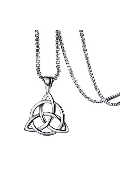 EFAYN.RO Lant cu pandantiv semn celtic trinity, unisex, argintiu, EFAYN