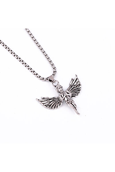 EFAYN.RO Lant holy spirit, cu pandantiv inger pazitor, unisex, argintiu, EFAYN