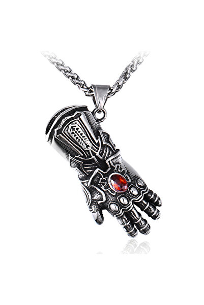 EFAYN.RO Lant cu pandantiv manusa de cavaler, model demonic hand, unisex, arg...