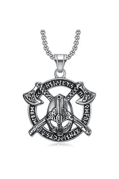 EFAYN.RO Lant cu rune si luptator viking, model berserk dual axe rage, unisex...