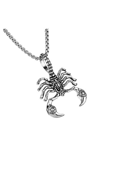 EFAYN.RO Lant cu pandantiv scorpion, unisex, argintiu, EFAYN