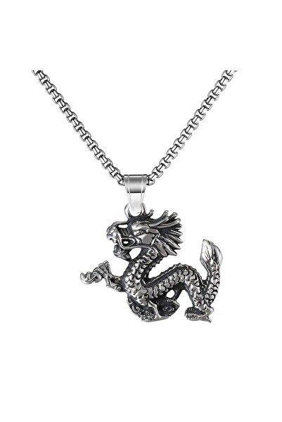EFAYN.RO Lant cu tematica mitologie chinezeasca, pandantiv dragon, unisex, ar...