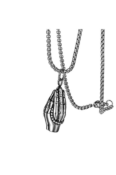 EFAYN.RO Lant cu pandantiv mana cu rozariu, rugaciune si introspectie, M1, un...