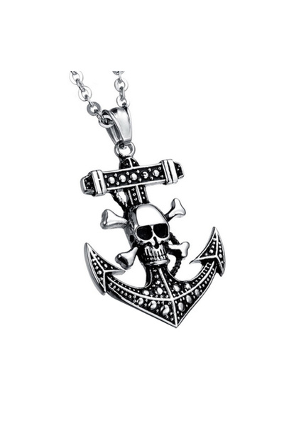 EFAYN.RO Lant model sailor life, cu pandantiv ancora cu pirate skull, unisex,...