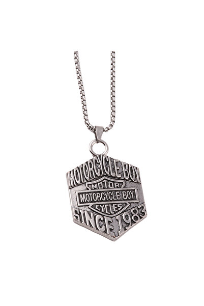 EFAYN.RO Lant cu pandantiv hexagonal de motociclist, model freedom ride, unis...