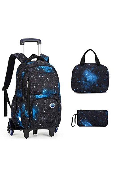Beauenty حقائب ظهر بعجلات للأولاد، حقيبة مدرسية بثلاث قطع مع حقيبة غداء معزول...