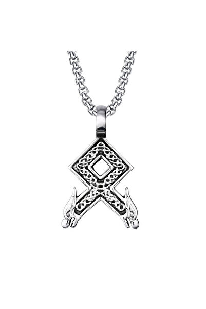 EFAYN.RO Lant unisex, pandantiv tip rune vikinge, model deosebit cu capete de...