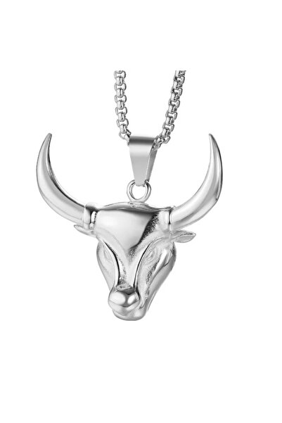 EFAYN.RO Lant cu pandantiv demon bull, unisex, argintiu, EFAYN