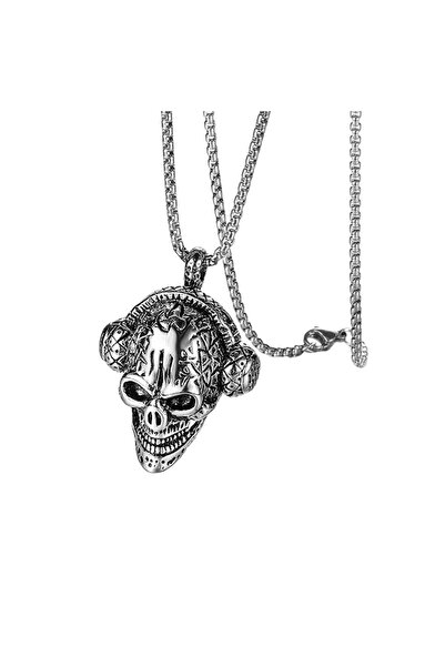 EFAYN.RO Lant love music to death, cu pandantiv cap de mort cu casti, unisex,...