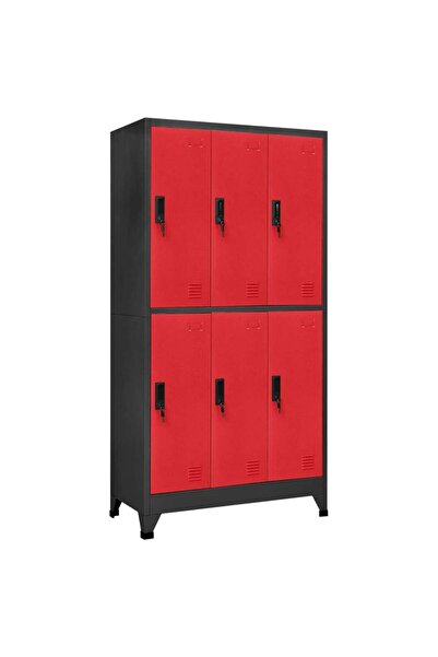 Concept Ντουλάπι αρχειοθέτησης, ανθρακί και κόκκινο, 90x45x180 cm, ατσάλι