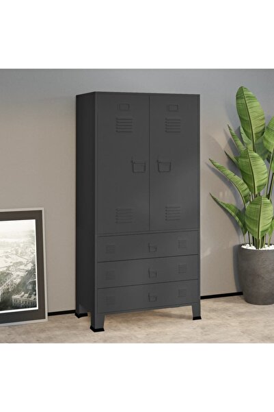 Concept Συρταριέρα, ανθρακί, 90x50x180 εκ., μεταλλική