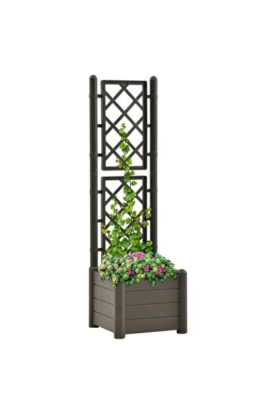 Concept Ζαρντινιέρα κήπου με πλέγμα, ανθρακί, 43x43x142 εκ., PP