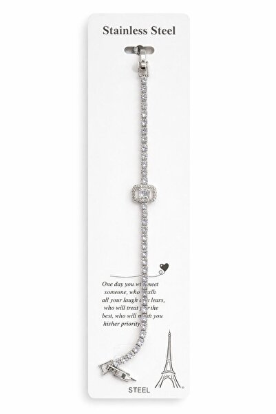 Vipfoni Baget Stone Detailed Zircon Stone Waterway Steel Bracelet