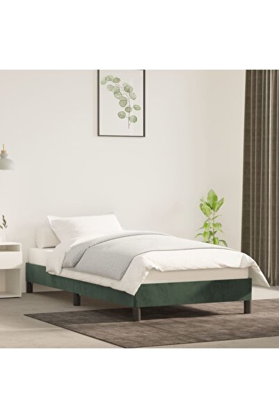 Concept Cadru de pat, verde închis, 100x200 cm, catifea