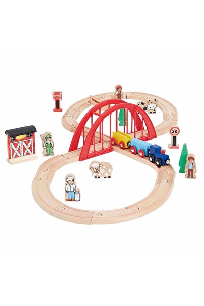 Squirrel Play 35 Parça Ahşap Tren Seti - Eğitici 8 Rakamı Raylı Yol ve Figürl...