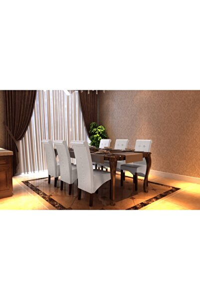 Concept Καρέκλες κουζίνας, 6 τεμ., λευκές, οικολογικό Δερμάτινο