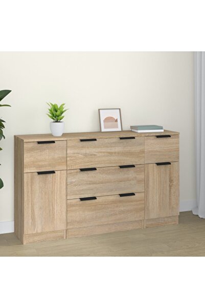 Concept Set servante, 3 buc., stejar sonoma, lemn compozit