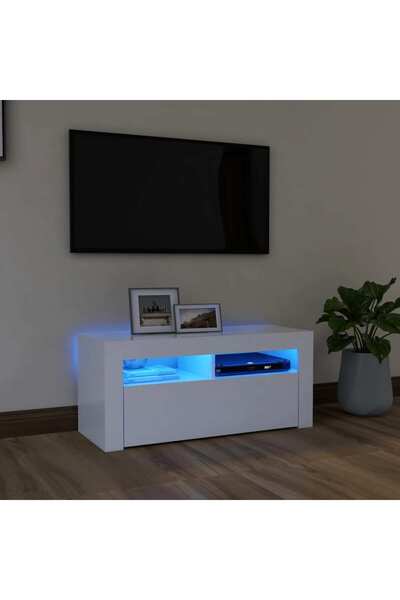 Concept Comodă TV cu lumini LED, alb, 90x35x40 cm