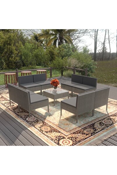 Concept Garden furniture set with cushions, 9 pieces, grey, polyrattan