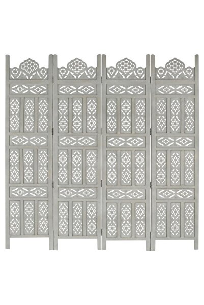 Concept Paravan cameră sculptat manual 4 panouri gri 160x165 cm mango