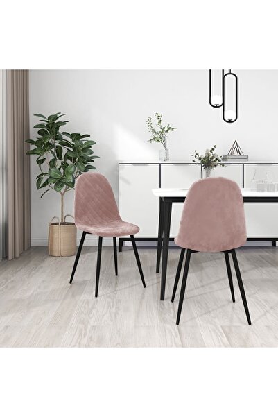 Concept Scaune de bucătărie, 2 buc., roz, catifea