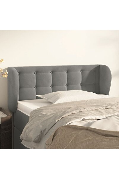 Concept Κεφαλάρι με φτερό σε ανοιχτό γκρι χρώμα, 83x23x78/88 εκ. , Βελούδο