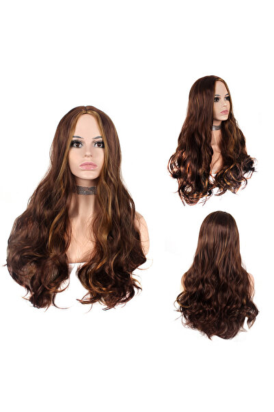 Other Middle Part Long Wavy Wig in Mixed Brown