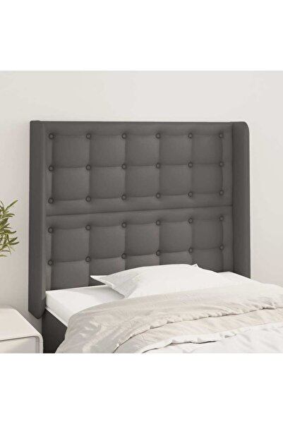 Concept Tăblie de pat cu aripioare, gri , 83x16x118/128 cm, piele