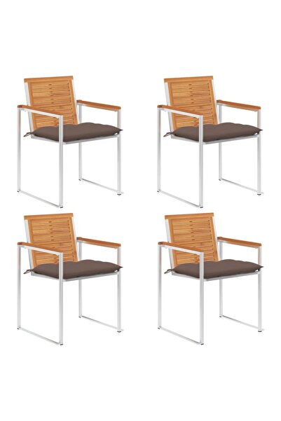 Concept Καρέκλες κήπου με μαξιλάρια, 4 τεμ., από μασίφ ξύλο ακακίας