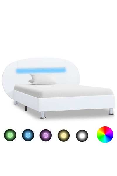 Concept Κρεβάτι με πλαίσιο LED, λευκό, 100 x 200 εκ., οικολογικό δέρμα