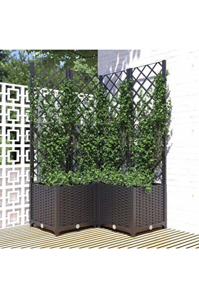 Concept Ζαρντινιέρα κήπου με μαύρο πλέγμα, 80x80x136 εκ., PP
