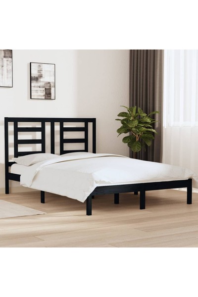 Concept Σκελετός κρεβατιού, μαύρο, 140x190 cm, μασίφ ξύλο πεύκου