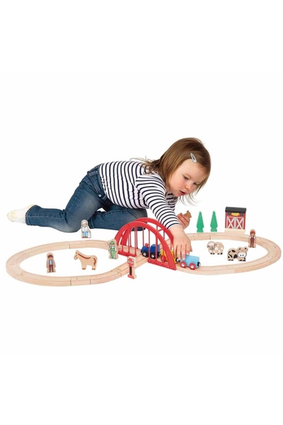 Squirrel Play 35 Parça Ahşap Tren Seti - Eğitici 8 Rakamı Raylı Yol ve Figürler (FSC Sertifikalı)