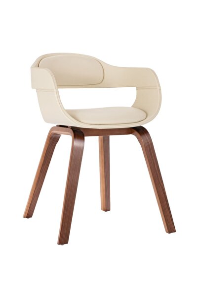 Concept Scaun de masă, alb, lemn curbat & piele ecologică