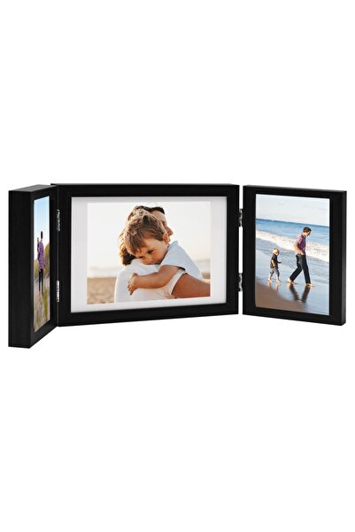 Concept Τριπλή κορνίζα φωτογραφιών, κολάζ, μαύρο, 28x18 εκ. + 2x(13x18 εκ.)