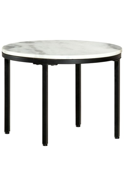 Concept Τραπεζάκι σαλονιού, μαύρο και λευκό, Ø50 εκ., φυσικό μάρμαρο