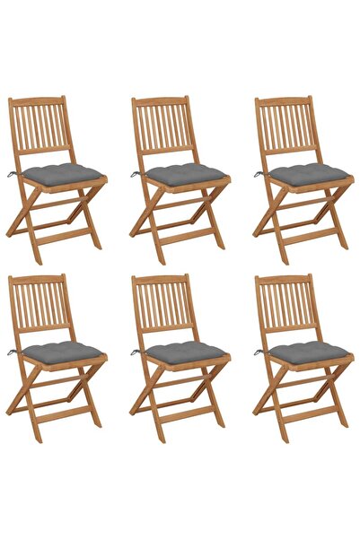Concept Πτυσσόμενες καρέκλες κήπου με μαξιλάρια, 6 τεμ., από μασίφ ξύλο ακακίας