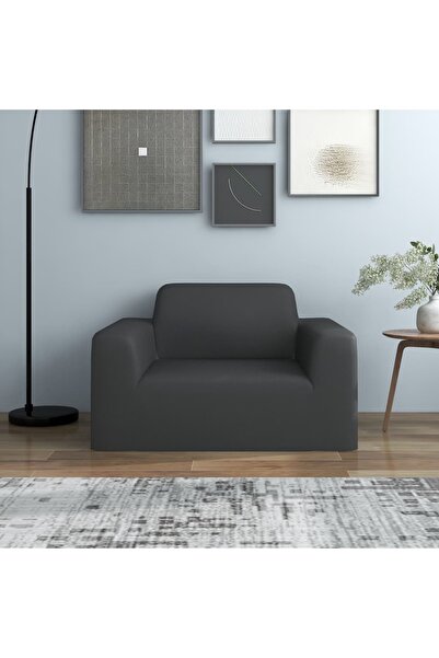 Concept Ελαστικό κάλυμμα καναπέ σε ανθρακί πολυεστερικό ζέρσεϊ