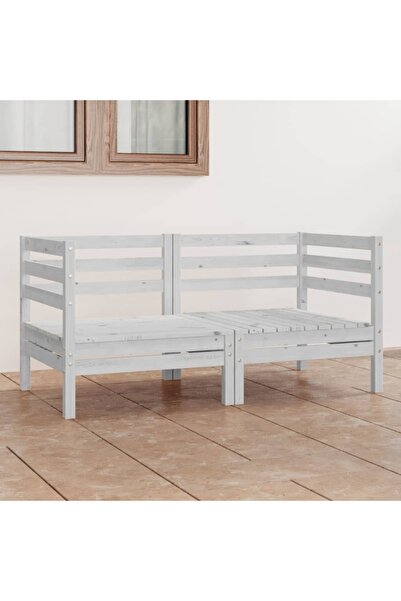 Concept Διθέσιο σετ επίπλων κήπου, λευκό, από μασίφ ξύλο πεύκου