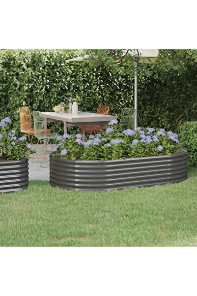 Concept Γκρι ζαρντινιέρα κήπου 175x100x36 εκ. από ηλεκτροστατικά βαμμένο ατσάλι