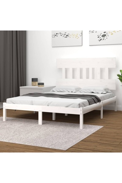 Concept Σκελετός κρεβατιού, λευκό, 120x200 εκ., μασίφ ξύλο