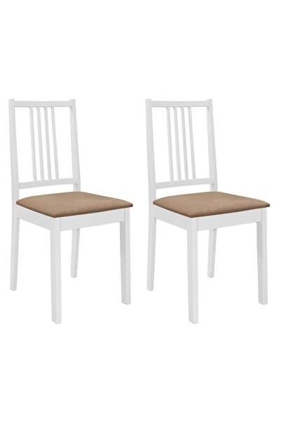 Concept Scaune de bucătărie cu perne, 2 buc., alb, lemn masiv