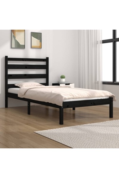 Concept Σκελετός κρεβατιού, 100x200 εκ., μαύρο, μασίφ ξύλο πεύκου