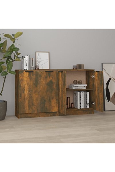 Concept Servante, 2 buc., stejar fumuriu, 60x30x70 cm, lemn prelucrat