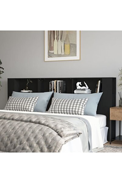 Concept Bedside table with wardrobe, black, 220x18.5x104.5 cm