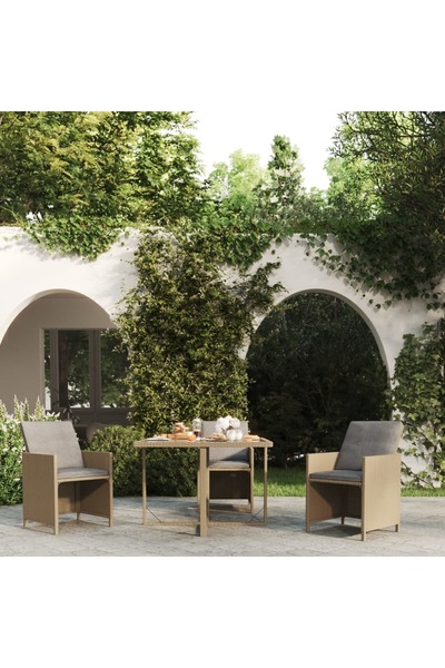 Concept Τραπέζι κήπου, μπεζ, 109x107x74 εκ., πολυρατάν και γυαλί