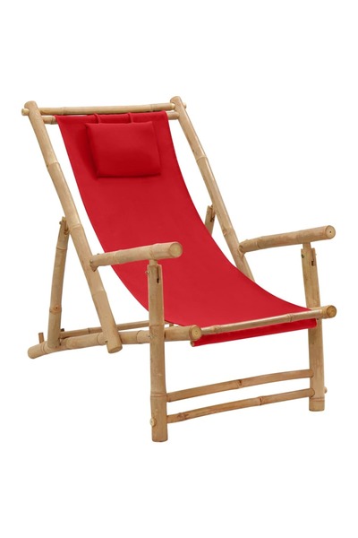 Concept Scaun pliabil, roșu, bambus și pânză